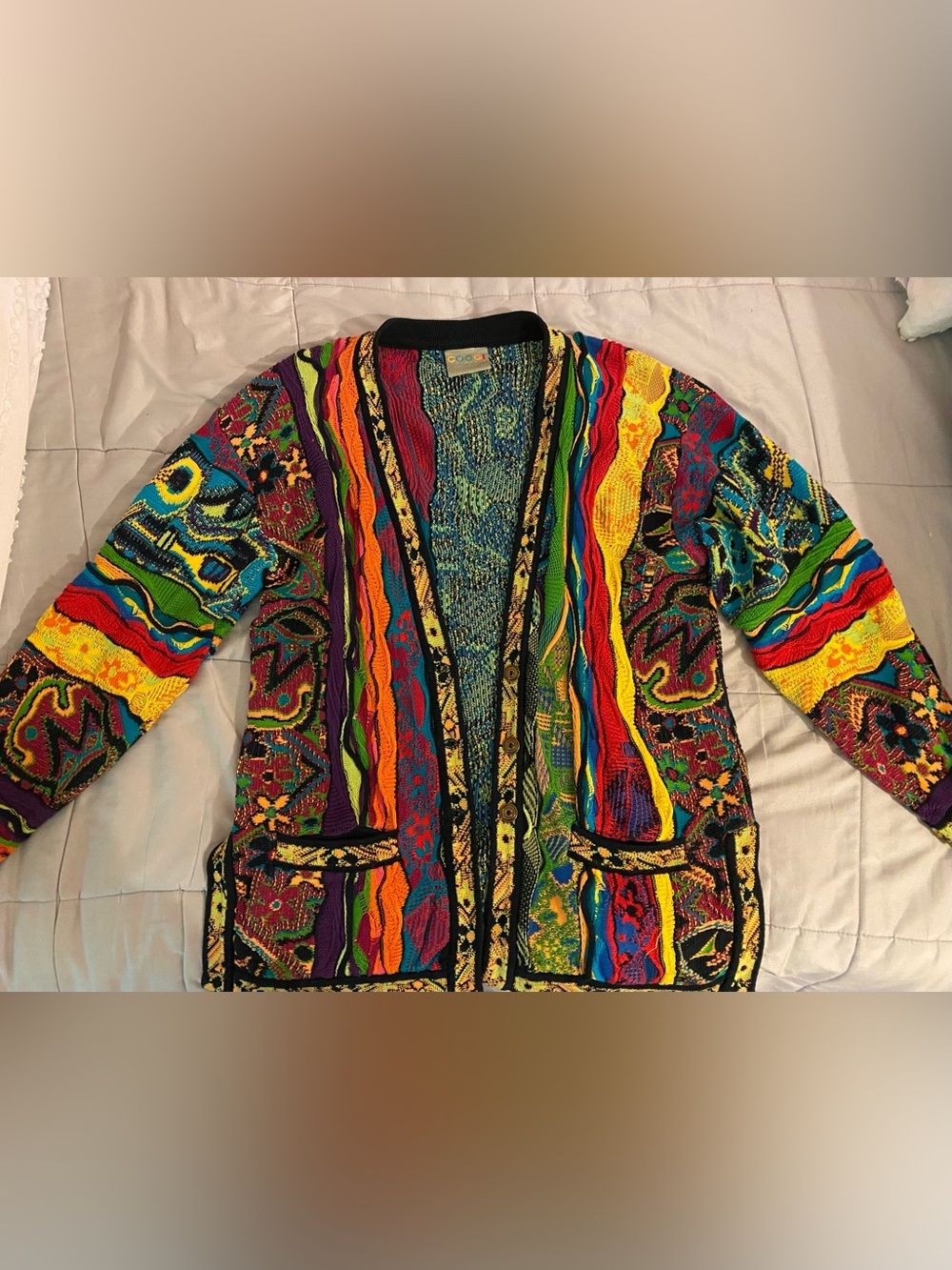 COOGI Vibrant Multi-Color Textured Cardigan Sweater - Picture 6 of 6